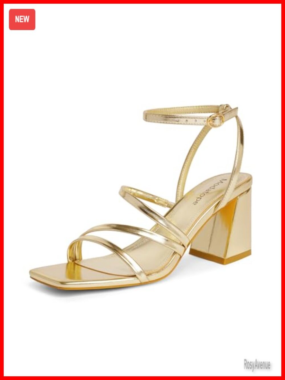 Women's Chunky Block Heel Strappy Sandals Square Toe Ankle Strap Prom Heels